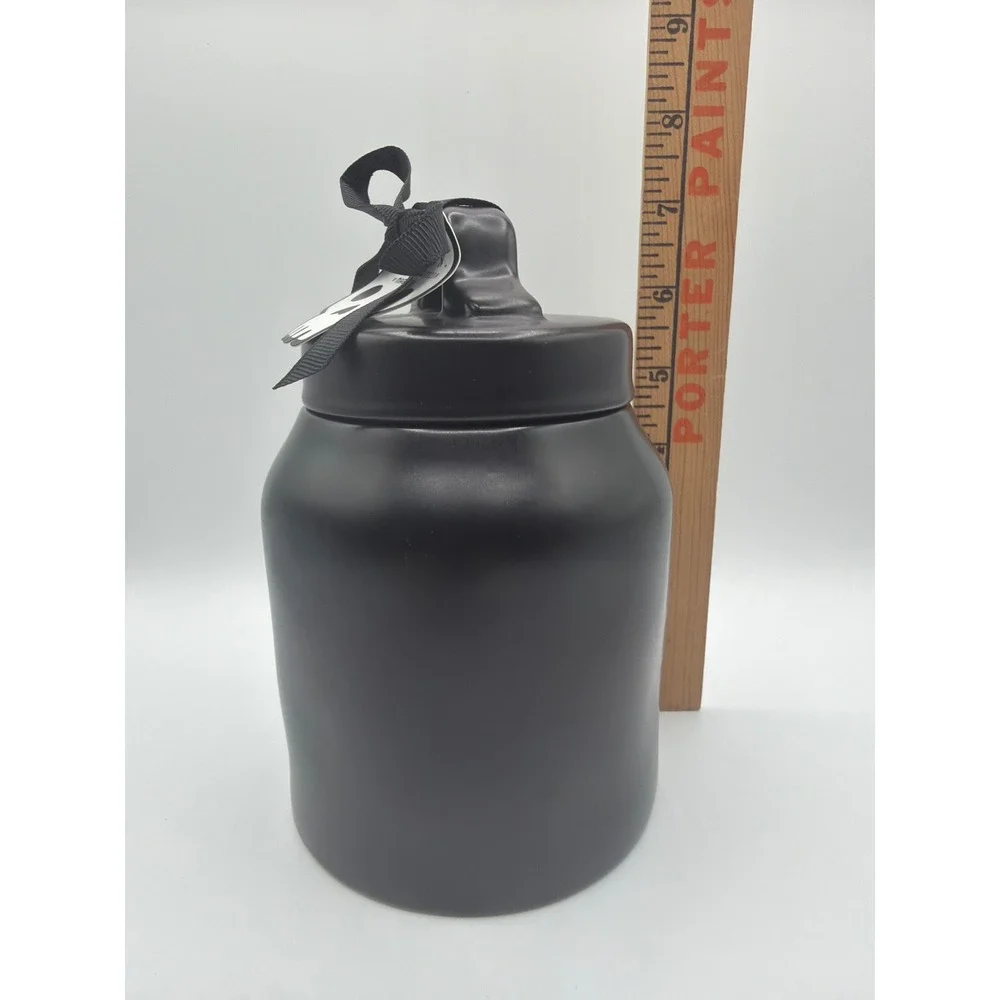 Rae Dunn BOO Ghost Halloween Canister Black Witch Boot Lid Ceramic